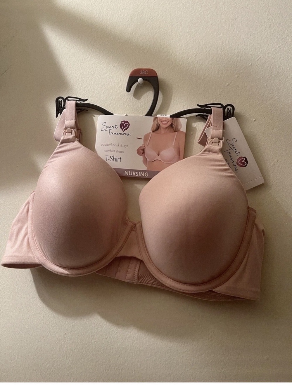 Secret Treasures Pink Comfort Strap T Shirt Nursing Bra Size 38C New